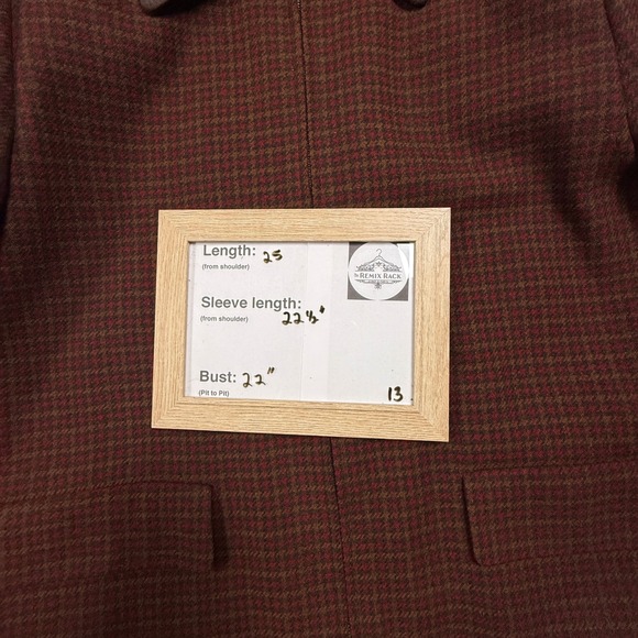 Vintage Hervé Bernard Sport Women's 100% Wool Houndstooth zip up Blazer Size 12 - Picture 6 of 7